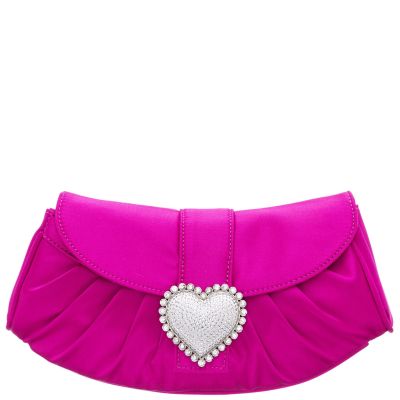 Apolina-parfait Pink Crystal Heart Adorned Clutch