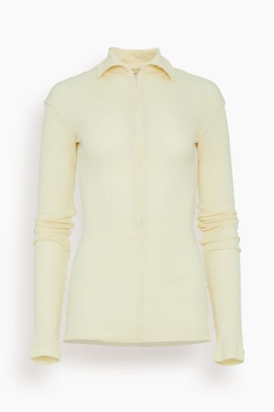 Fine Wool Zip Top in Cream