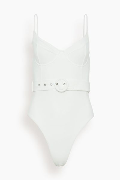 Noa Belted Bustier One Piece Swimsuit in White