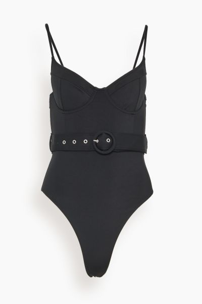 Noa Belted Bustier One Piece in Black