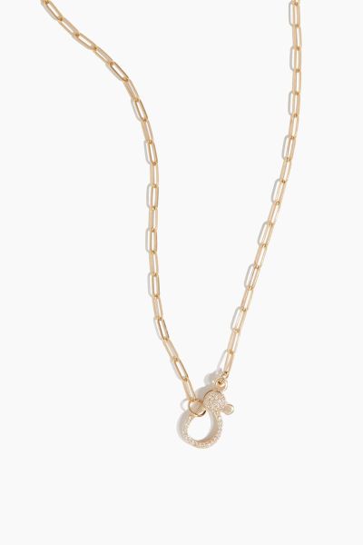 20 Paperclip Chain with Pave Clasp in 14k Yellow Gold”