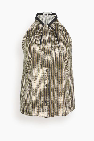 Checked Coolness Blouse in Pepita Mix Khaki