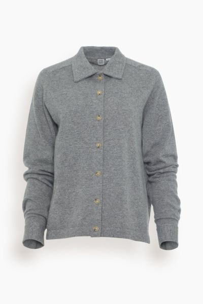 Raglan Sleeve Cashmere Shirt in Grey Melange