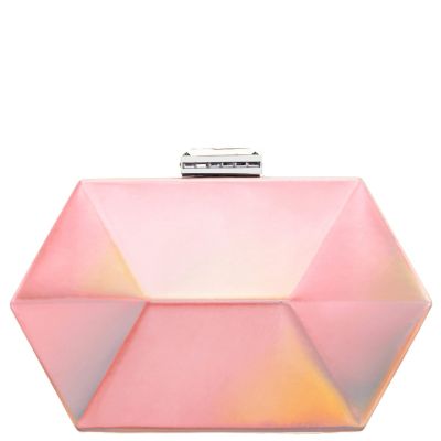 Molly-pearl Rose Geometric Mirror Metallic Patent Minaudiere