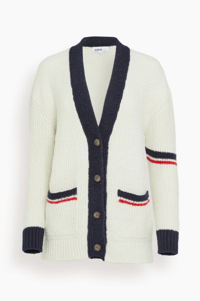 Varsity Cardigan in Ivory