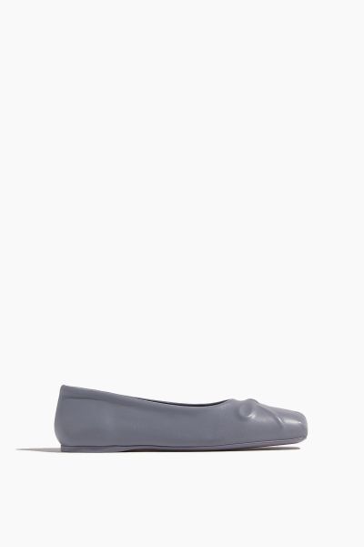 Nappa Leather Seamless Little Bow Ballet Flat in Gray