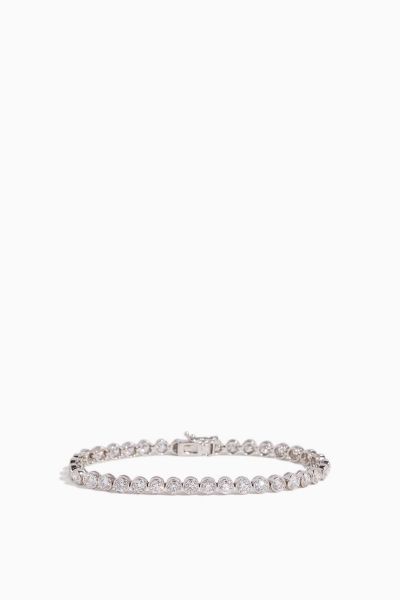 Bezel Set Round Diamond Bracelet in 14k White Gold