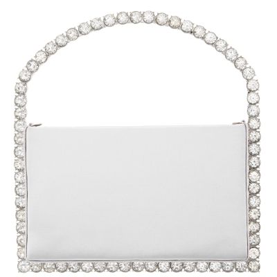 Sugar-silver Satin/crystal Frame Bag