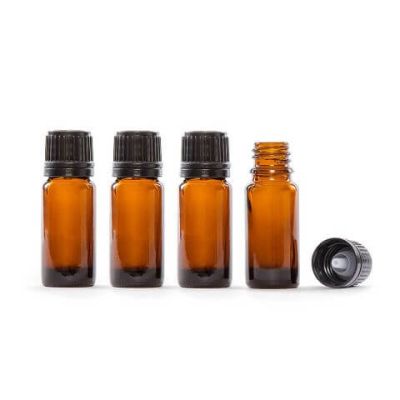 Glass Bottle w/ Horizontal Dropper Cap 10 mL, Amber, 4 Count