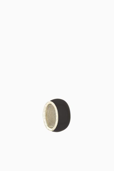 Wide Black Enamel Bead