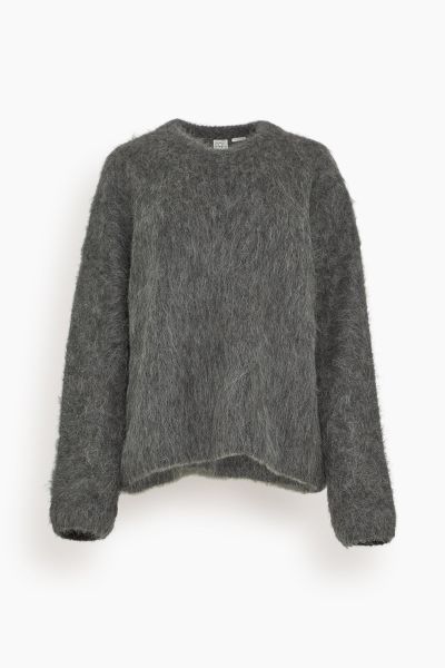 Boxy Alpaca Knit in Dark Grey Melange