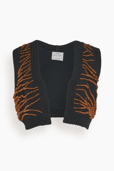 Emotions Embroidery Jacquard Vest in Nero