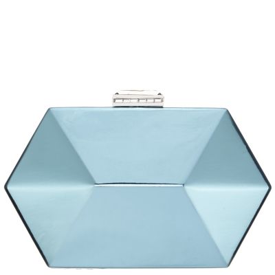 Molly-sea Green Geometric Mirror Metallic Patent Minaudiere