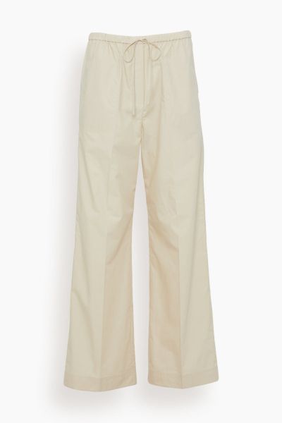 Cotton Drawstring Trousers in Stone