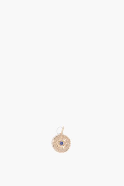 Gold and Sapphire Evil Eye Disk Pendant