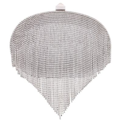 Vail-silver Crystal Chain Draped Minaudiere