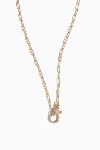 24 Paperclip Chain with Diamond Clasp in 14K Gold”