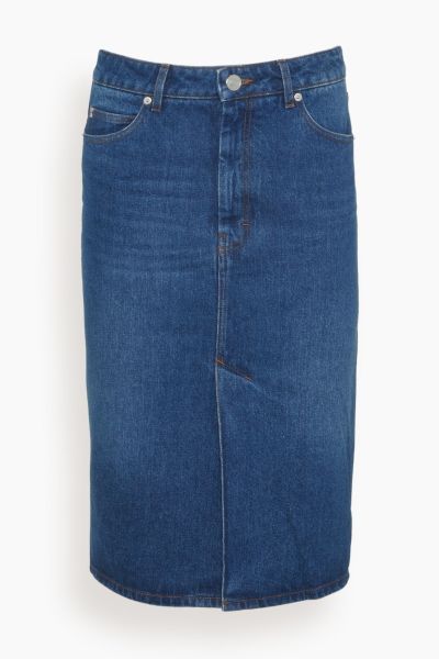 Pencil Skirt in Used Indigo Denim