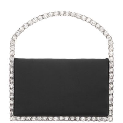 Sugar-black Satin/crystal Frame Bag