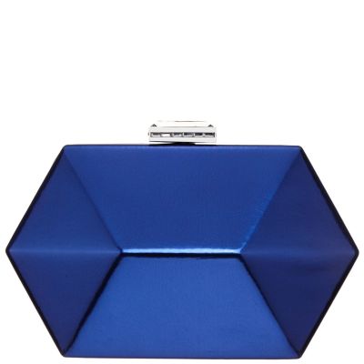 Molly-navy Geometric Mirror Metallic Patent Minaudiere