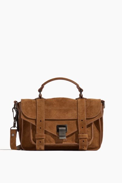 Suede Tiny PS1 Bag in Walnut