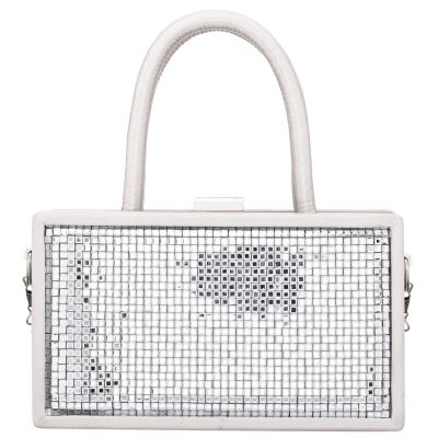 Danna-silver Crystal “squares” Frame Satchel