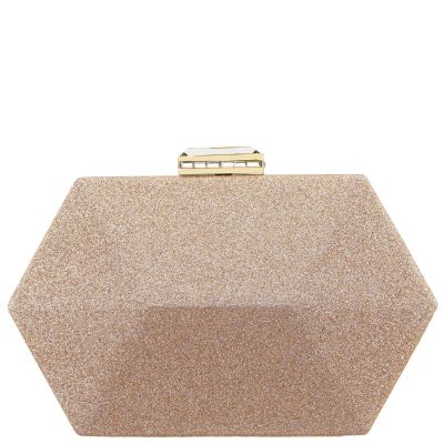 Molly-nude Geometric Metallic Glitter Minaudiere