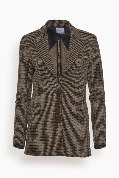 Peak Lapel Houndstooth Jacket in Multi