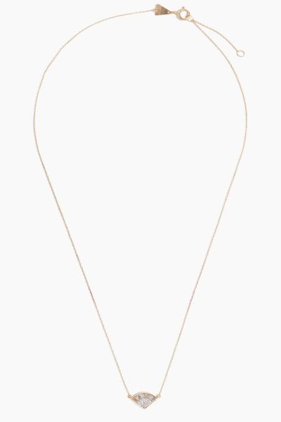 Deco Baguette Fan Necklace in Yellow Gold