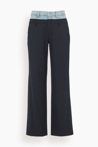 Ophelia Double Waistband Combo Pant in Midnight Pinstripe Multi