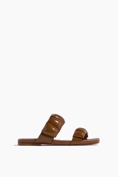 Puffy Patent Leather Sandal in Tan