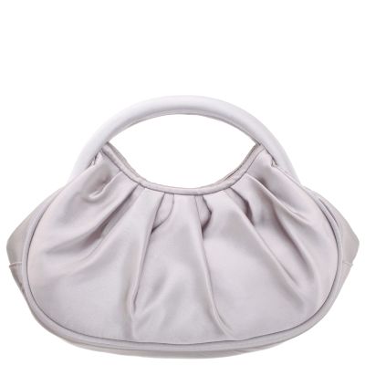 Bren-silver Mini Moon Satchel With Cut-out Handle