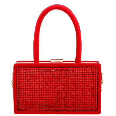 Danna-siam Red Crystal “squares” Frame Satchel