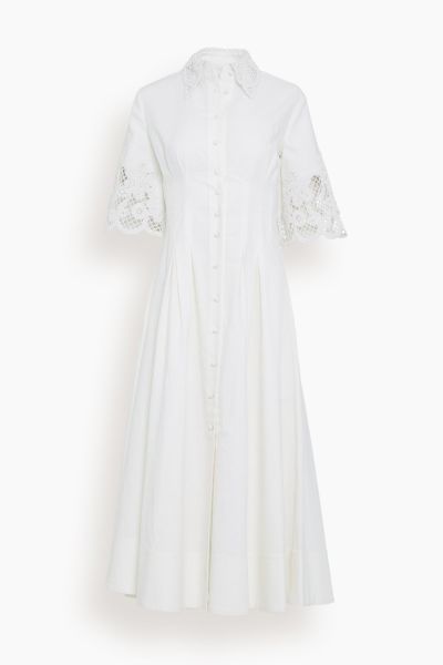 Zhoe Lace Shirt Dress in White