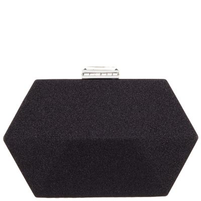 Molly-black Geometric Metallic Glitter Minaudiere