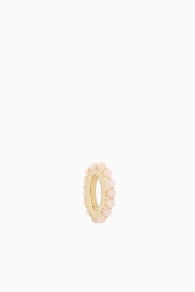 Pave Pink Opal Bead in Yellow Gold