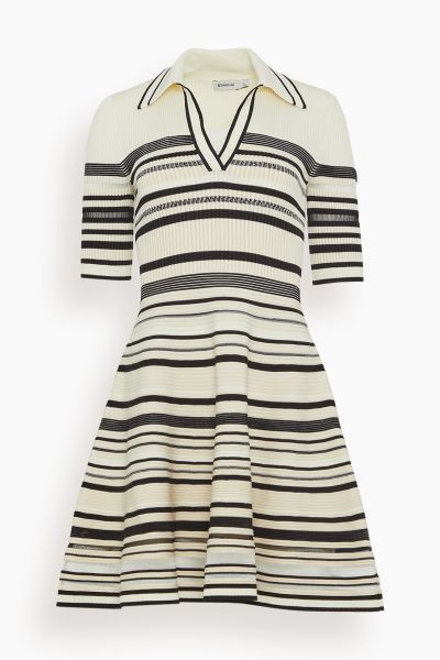 Dessie Mini Dress in Black Stripe