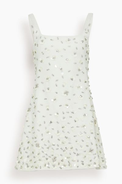 Ziva Sleeveless Embellished Mini Dress in Ivory