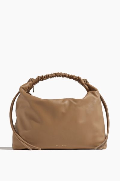 Large Drawstring Shoulder Bag in Mushroom