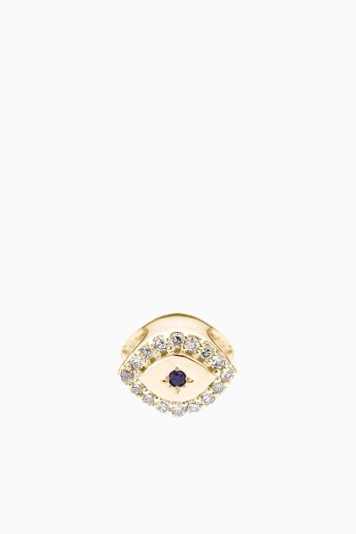 Pave Evil Eye Bead in Yellow Gold