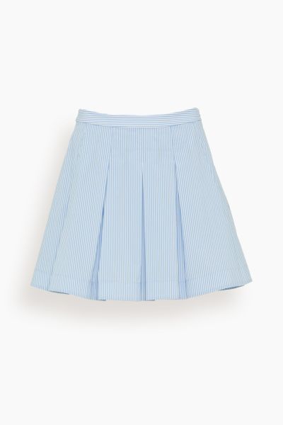 Cal Pleated Mini Skirt in Classic Blue Stripe