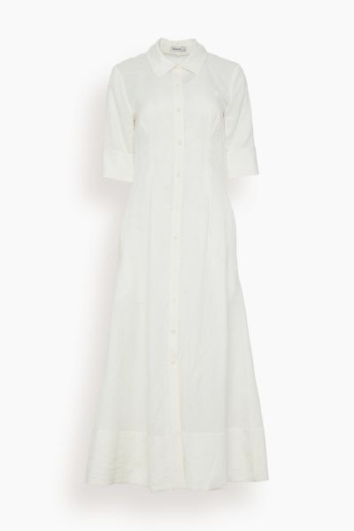 Claudine Short Sleeve Shirt Midi Dress in White