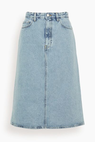 Denim Midi Skirt in Cool Blue