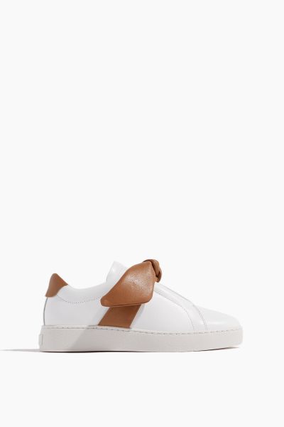 Asymmetric Clarita Sneaker in White/Cognac