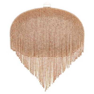 Vail-gold Crystal Chain Draped Minaudiere