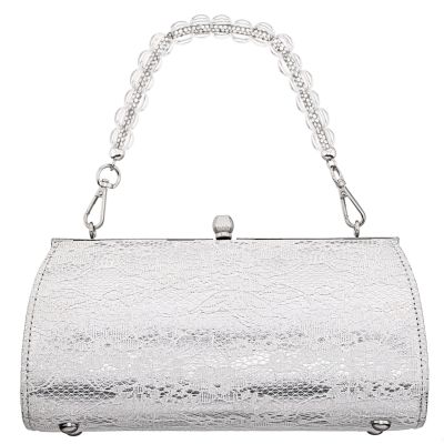 Audra-white Vintage Style Satchel With Crystal/lucite Handle