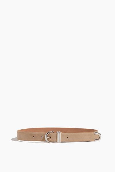 Bambi Skinny Belt with Silver Hardware in Nude