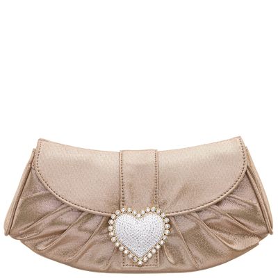 Apolina-taupe Crystal Heart Adorned Clutch