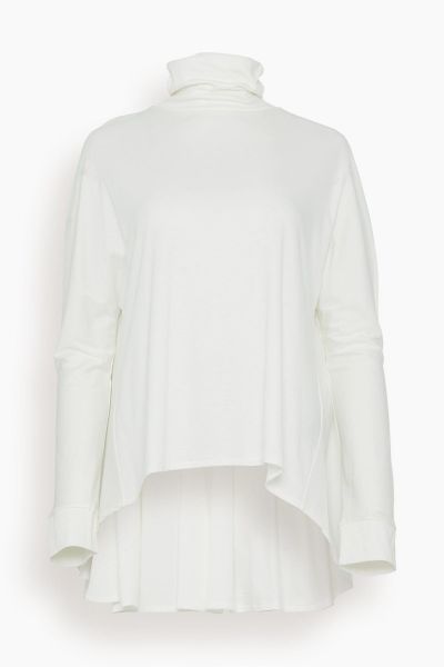 Elyse Flair High Neck Top in Off White