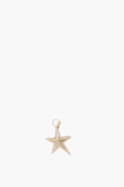 Asymmetric Pave Star Pendant in 14k Yellow Gold